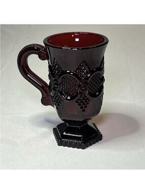 Avon Ruby Dark Red Pressed Glass Footed Mug